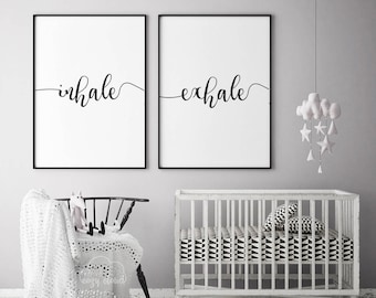 Inhale Exhale Print, Minimalist Typography Art, Yoga Wall Art, Pilates Art, Relaxation Gifts, Breathe Print, Home Wall Art, Instant Download