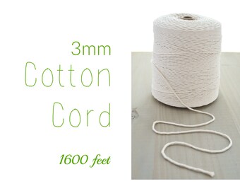Cordon en macramé / / coton ficelle / / corde de coton naturel 3mm / / String en coton / / teinte cordon en coton / / 1600 ft