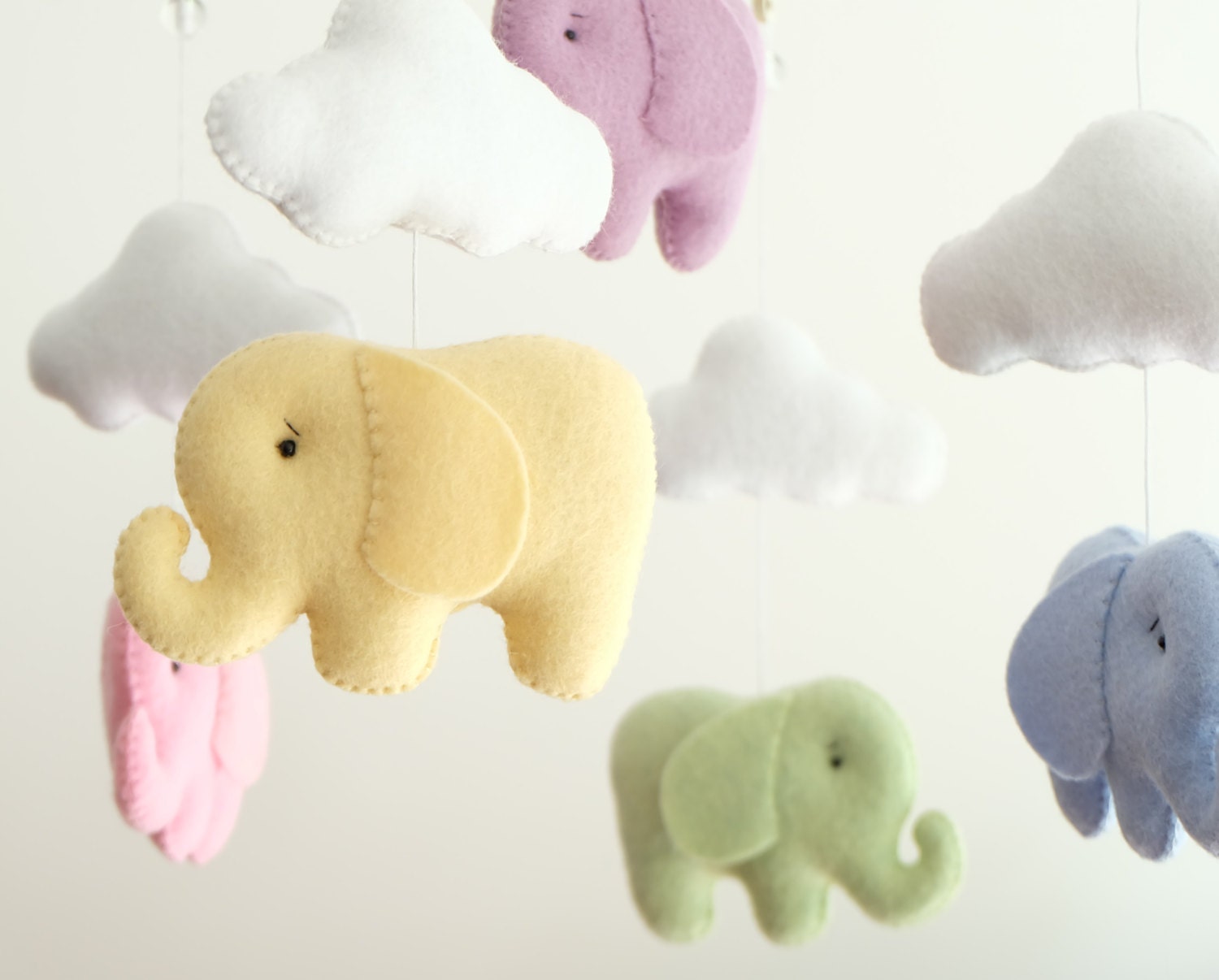 Elephant Mobile Wool Felt Mobile Baby Mobile Blue Pink