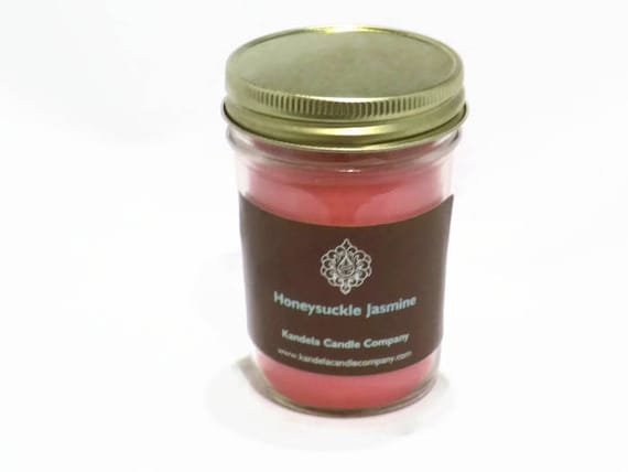 New! Honeysuckle Jasmine Scented Candle in Jelly Jar