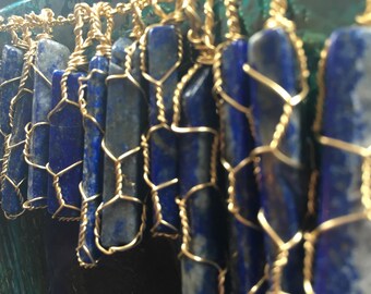 Lapis Lazuli Wire Wrapped Necklace