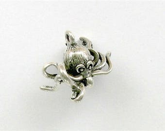 Sterling Silver 3-D Octopus Charm