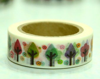 1 Roll of Japanese Washi Masking Tape Roll- Trees
