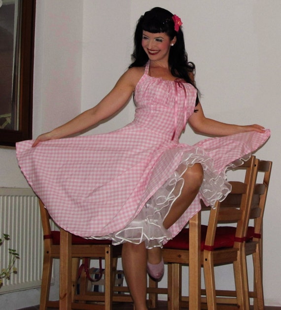 Pinup dress 'Lollipop dress in baby pink gingham'