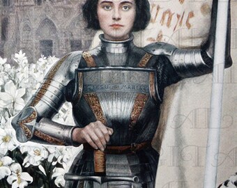 Spectacular JOAN of Arc! Digital Download. Digital Vintage Illustration. Digital Vintage Joan Of Arc Printable Image.