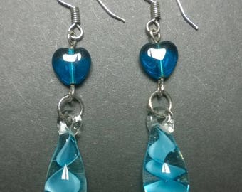 Blue or Pink Teardrop Earrings