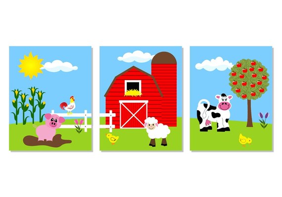 Farm Series Print Farm Nursery Art Childrens Art Kid Art