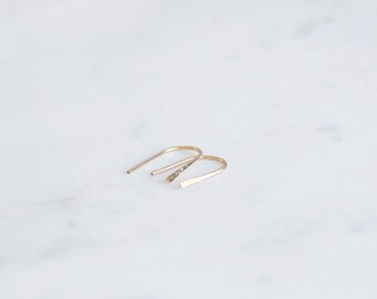 Minimalist Earrings 14K Gold Filled Sterling Silver / Small Arc, U Earrings, Open Hoops, Wire / Geometric Shape, Delicate Dainty, Everyday
