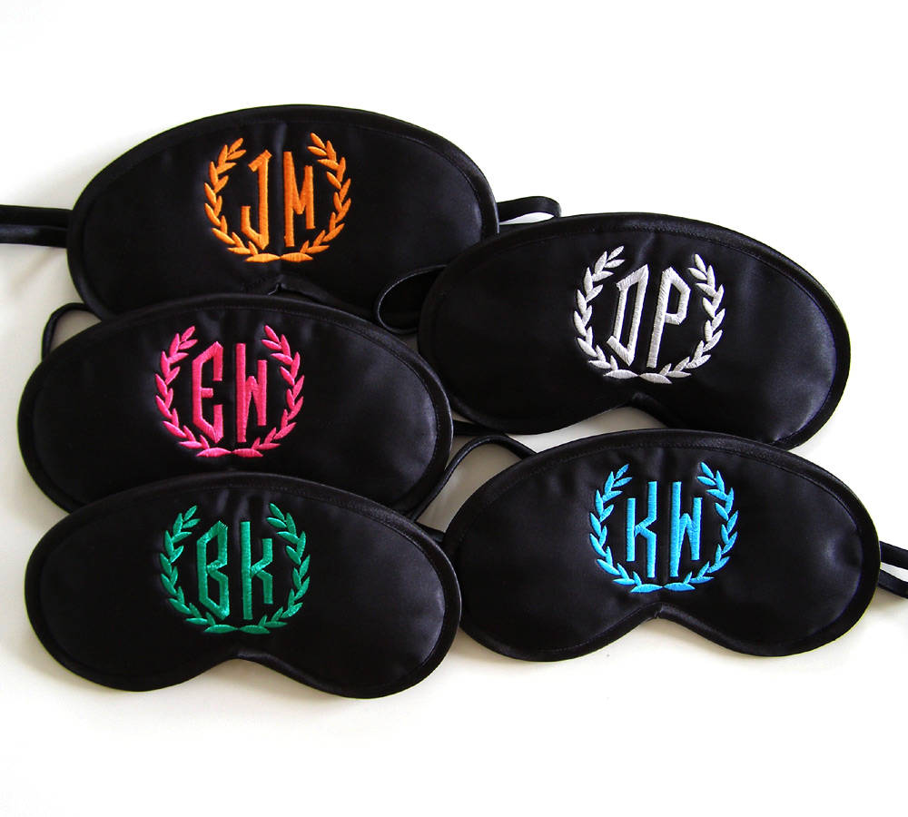 Custom initials sleep mask Personalized monogram Laurel
