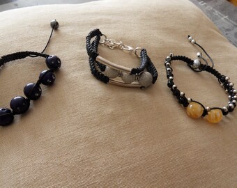 3 COTTON THREAD MACRAME BRACELETS