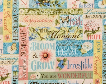 Inspirational Bloom and Grow Cotton Fabric by the Yard