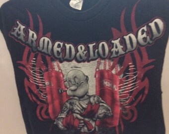 Popeye armed and loaded t shirt cropped size medium