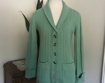 Vintage 70' Green Cardigan Sweater By COLLAGE , Outwear , boho chic