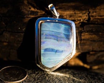 Boulder Opal Pendant - Natural Boulder Opal - Gorgeous Boulder Opal Necklace - Boulder opal pendant - Boulder opal Sterling Silver Pendant