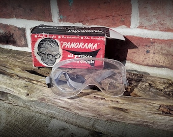 Vintage 60's Mid Century Panorama All Purpose Safety Goggles original package prop
