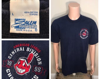 90s Vintage Cleveland Indians tshirt // Vintage Cleveland shirt // adult size large // 1995 world series // salem sportswear tee //