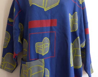 E de Senneville 80s printed armchair mini tunic dress