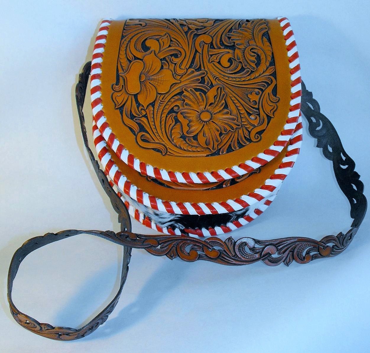 Western Americana Tooled Leather Handbag