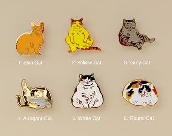 Cats enamel pins-cat gifts-enamel pin-brooch-calicocat-fat cat-cat pin-silly pin-i like cat-horse fiddle press-gold pin-cats-cat lapel pin