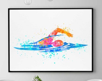 Swimming wall art | Etsy