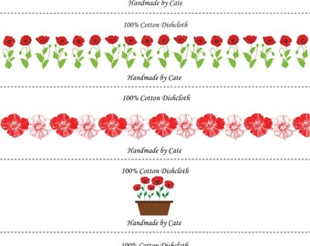 Poppies Dishcloth/Washcloth Labels - PDF File Only