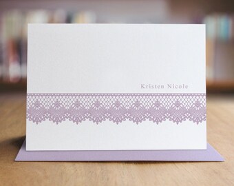 Personalized Stationery Note Card Set - Set of 10 Folded Shimmer Note Cards - NC8001