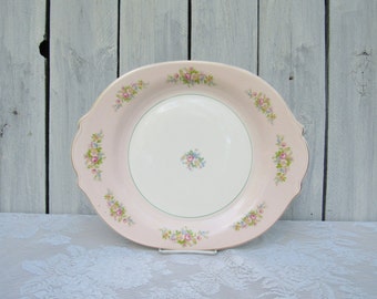 Pink Rose Platter, American Limoges, Troubadour pattern, 40s Pink Shabby Chic Rose Platter, Wedding Platter, Tea Party, Pink Rose Platter