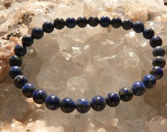LAPIS-LAZULI A+round pearl bracelet on elastic thread