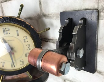 Steampunk Industrial Light Switch Cover with Lever and Copper Handle / Lighting / Switch Plate / Home Decor / Unique Gift / Gear Shape