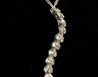 Vintage 10kt white gold Diamond journey necklace