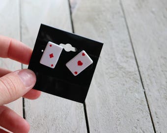 Gamble Card Game Stud Earrings/Cards/