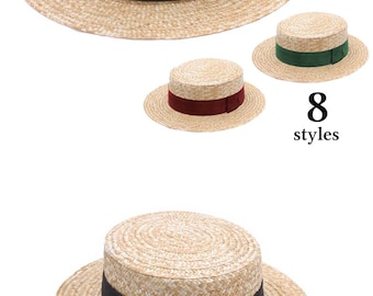 Boater Straw Hat, Sun and summer hat, women's or men's hat