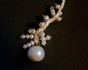 Pearl Necklace long braided "Ella"