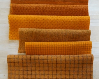 Orange - Hand Dyed Felted Wool in a Beautiful Collection a Perfect Rug Hooking and Applique Wool