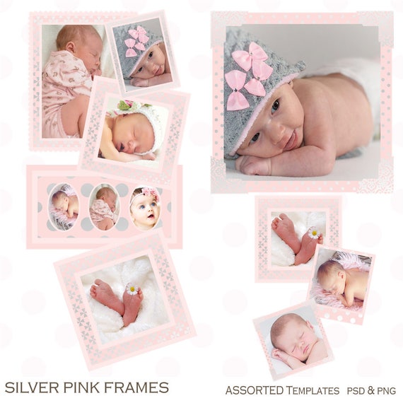 Pink Silver frames Digital Frames Baby Frames Scrapbook