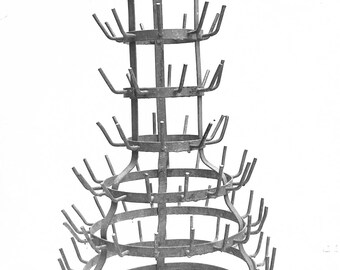 Vintage French Huge 100 Wine Bottle Drying Rack Galvanised Zinc Hedgehog Herrison Garden Decor Barn Cellar Weddings
