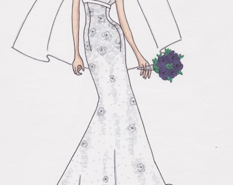 custom wedding gown illustration