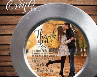 Printed Thank you photo Insert that fits on a Plate or Charger