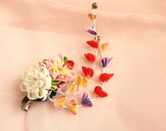 Kanzashi, floral hair clip, Kimono Accessories, Kanzashi Hair Clip, kanzashi hair flower, kanzashi hair clip, flower hair clip for kimono,