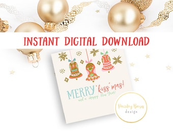 Merry "Kiss"mas and a Chappy New Year Instant Digital Download | skincare gift teacher lip balm printable chapstick friend co-worker