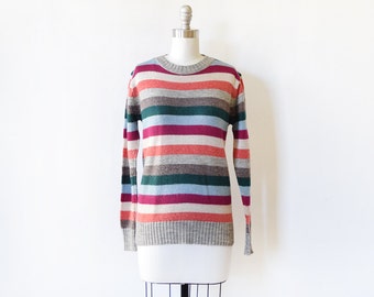 vintage striped sweater, 1970s pullover knit sweater, 70s striped jumper, medium large