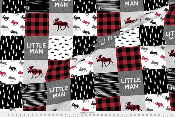 Red rustic cheater quilt fabric little man patchwork quilt Red rustic cheater quilt fabric little man patchwork quilt