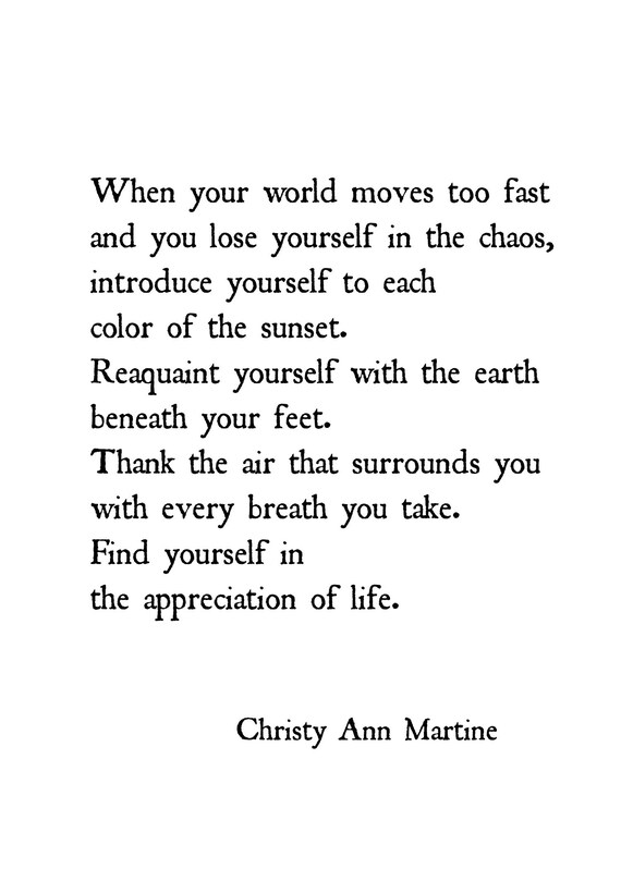 Nature Gifts - Art Prints - Meditation - Yoga - Mindfulness Quotes - Nature Poetry Prints - When You Lose Yourself in the Chaos - Martine