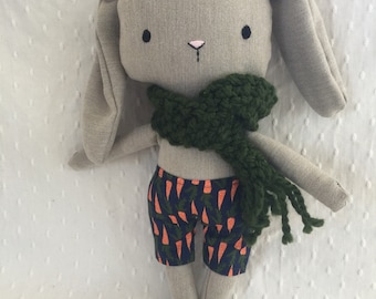 Small stuffed rabbit with scarf