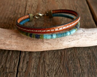 Mens bracelet, Leather bracelet, Mens jewelry, Mens gift, Boyfriend gift, Blue bracelet, Ethnic bracelet for him, Husband gift, Christmas