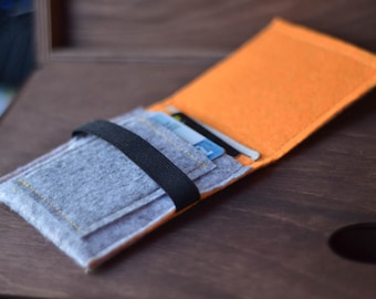 Grey/Orange felt wallet