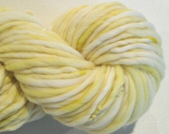 Super Bulky Handspun Yarn Like Butter 88 yards pastel yellow yarn hand dyed merino wool knitting supplies crochet supplies doll hair
