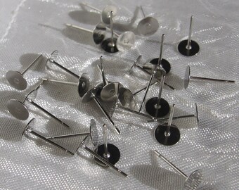 30 nails stainless steel supports earrings 12mm tray 6mm stainless * IN10