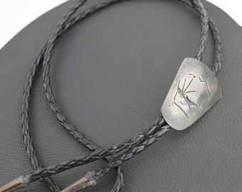 Southwest Silver & Black Roadrunner Bolo Tie