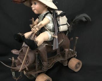 Art doll Mad Max assemblage art vintage baby doll altered art doll